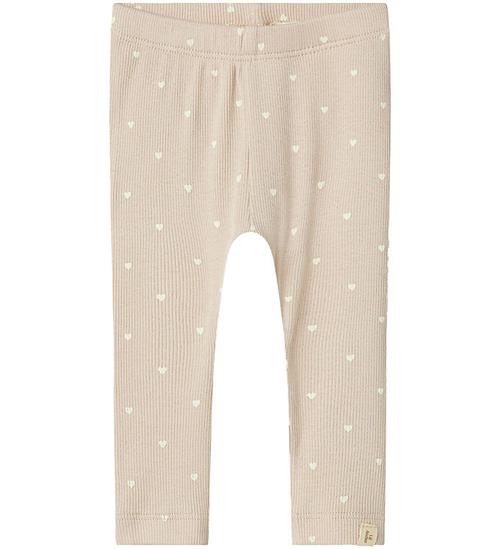 Lil' Atelier Leggins - Rib - NbfGago - Gray Morn/HEART