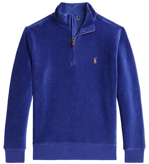Polo Ralph Lauren Bluse m. Lynlås - Fløjl - Blå