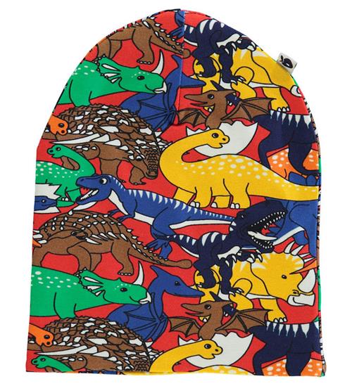 Småfolk Hue - Vendbar - Apple Red m. Æbler Og Dinosaurer