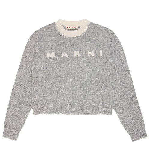 Marni Bluse - Cropped - Uld - Gråmeleret m. Creme