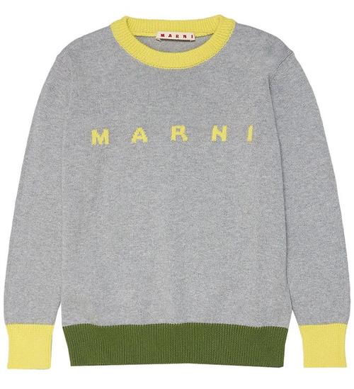 Marni Bluse - Strik - Gråmeleret m. Gul/Armygrøn