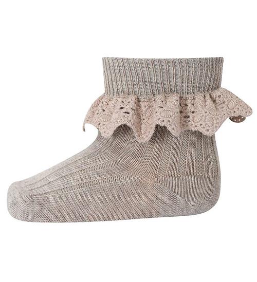 MP Strømper m. Blonde - Lisa - Light Brown Melange