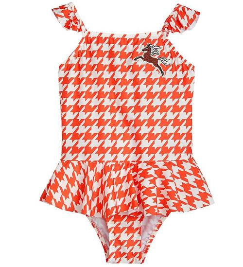 Se Mini Rodini Badedragt - UV50+ - Houndstooth - Rød/Hvid ved KidsWorld