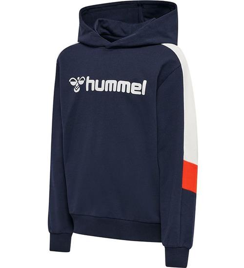 Hummel Hættetrøje - hmlBugge - Black Iris m. Hvid/Orange