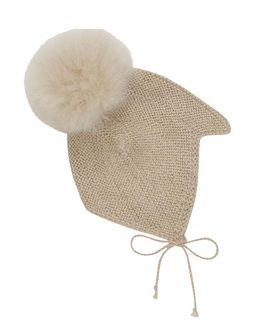 Bonnet Wool Knit Alpaca Pompom Huttelihut Beige