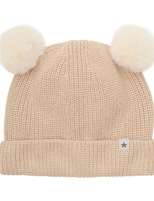 Hat Knit W. Pompoms Huttelihut Beige