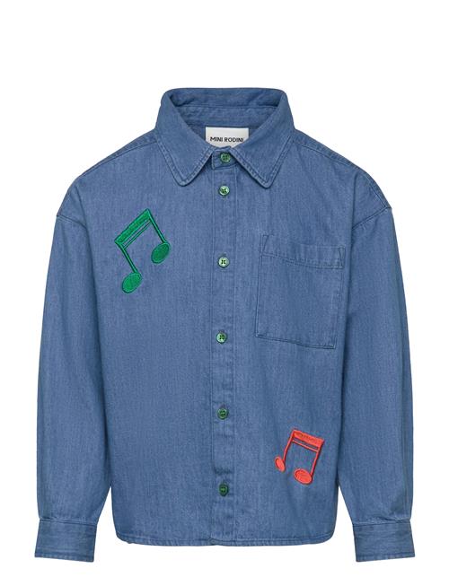 Note Emb Lightweight Denim Ls Shirt Mini Rodini Blue
