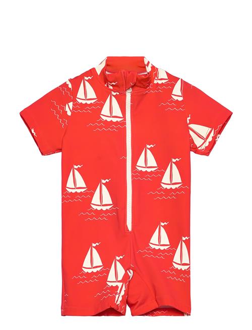 Se Sailing Boats Aop Ss Uv Suit Mini Rodini Red ved Booztlet