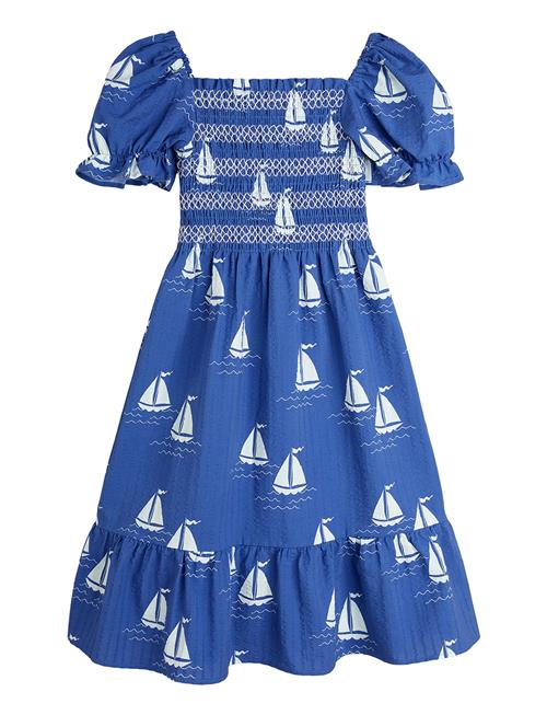 Sailing Boats Aop Woven Smock Dress Mini Rodini Blue