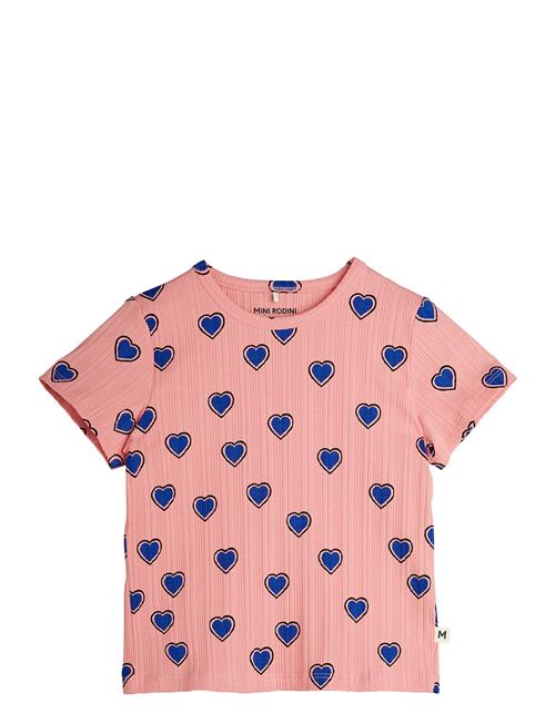 Outlined Hearts Aop Ss Tee Mini Rodini Pink