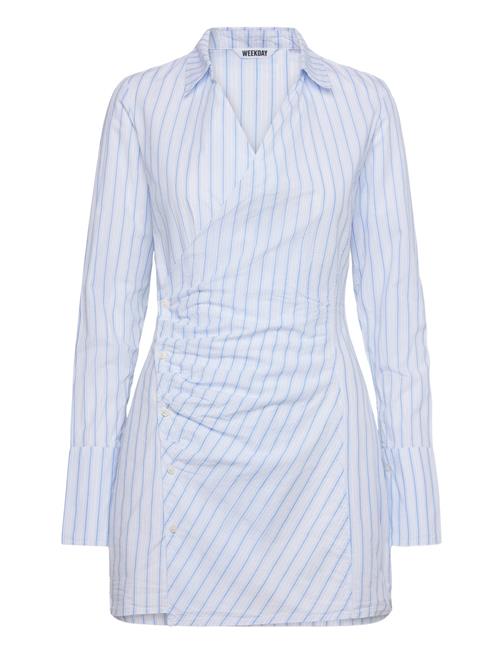 Longsleeved Asymmetric Mini Shirt Dress Weekday Blue