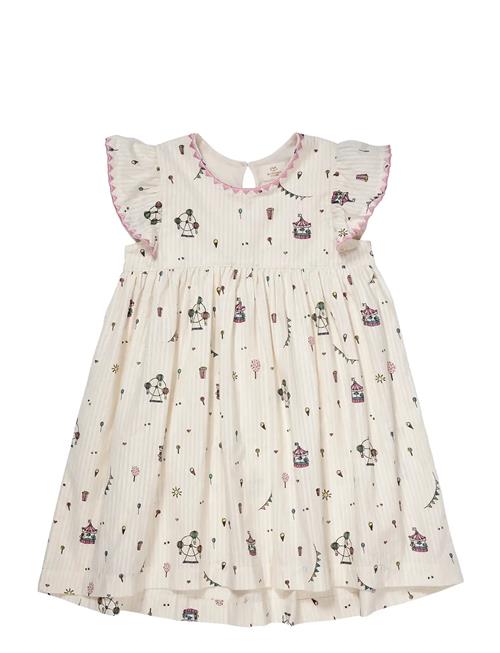 Printed Dress W. Ruffle Sleeves Copenhagen Colors Cream