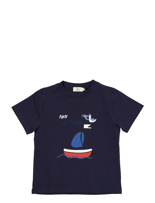 T-Shirt W. Print & Emb. Copenhagen Colors Navy