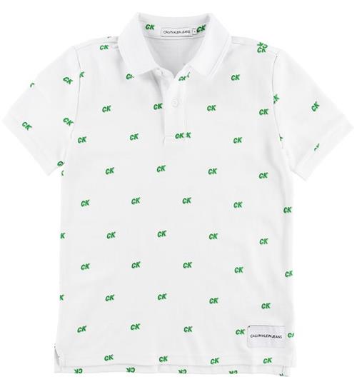 Calvin Klein Polo - Hvid m. Grøn/CK