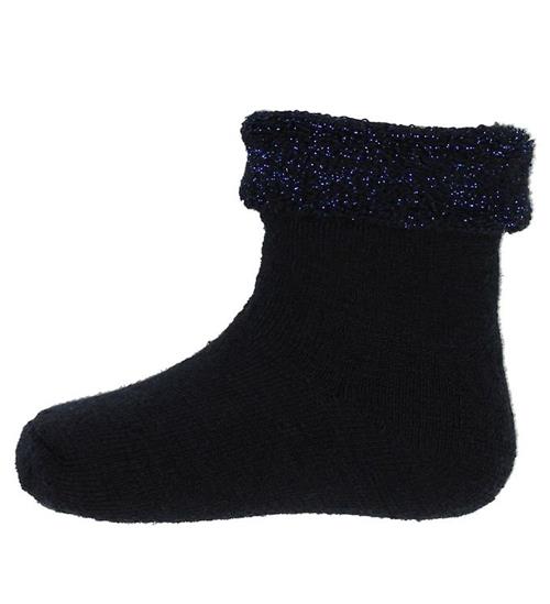 Melton Gåstrømper - Uld - Navy m. Glitter
