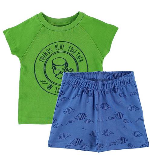 Color Kids Shortssæt - Naung - Grøn/Blå m. Fisk