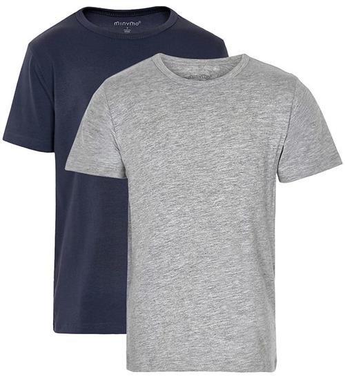 Minymo T-shirt - 2-Pak - Navy/Grå