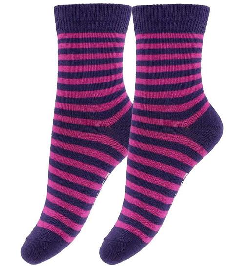 Fuzzies Strømper - 2-Pak - Lilla/Pinkstribet