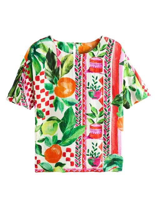 Next Bluse  grøn / orange / rød / hvid