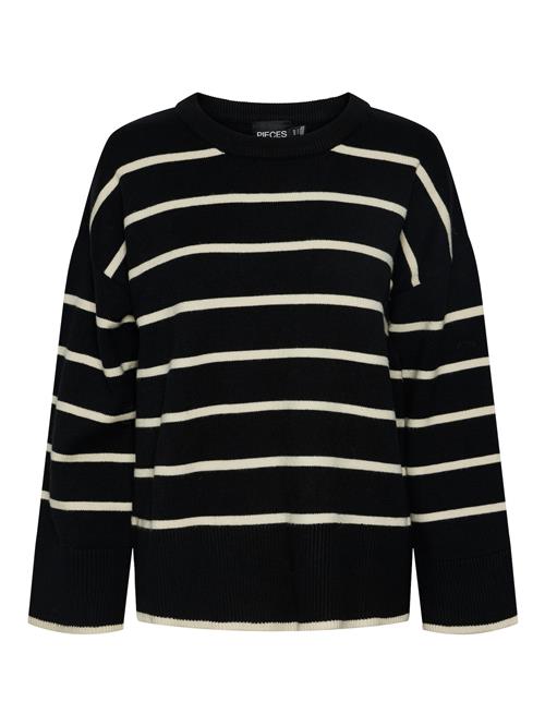 PIECES Pullover 'Mathilde'  lysebeige / sort