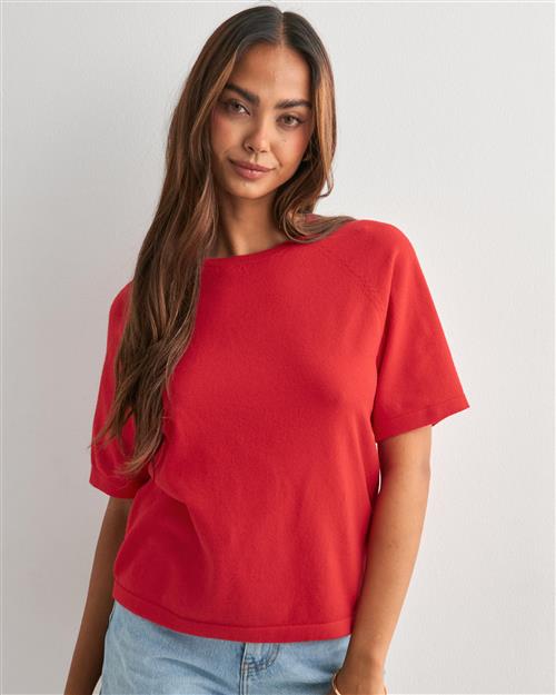 Pieces - Rød - Pcbree Ss O-Neck Knit Noos Bc