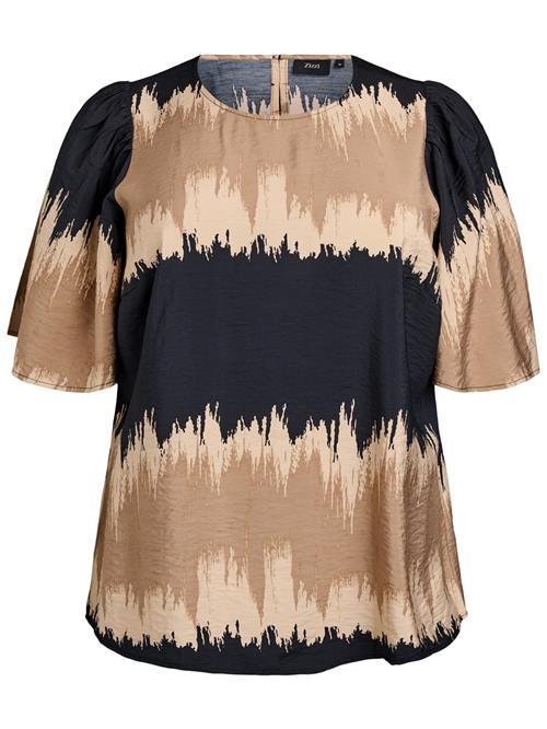 Zizzi Bluse 'Eliv'  cappuccino / mokka / sort