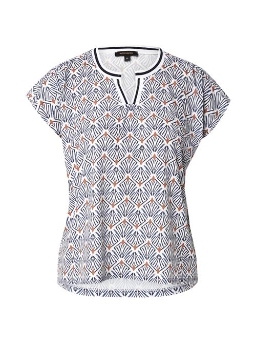 MORE & MORE Bluse  navy / cognac / hvid