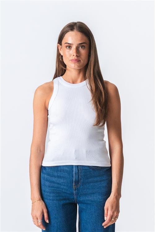Ribbed Top - Hvid - L - TeeShoppen