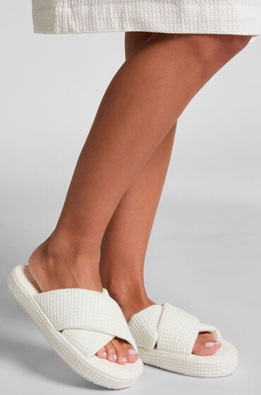 Hunkemöller Bløde vaffelhjemmesko hvid