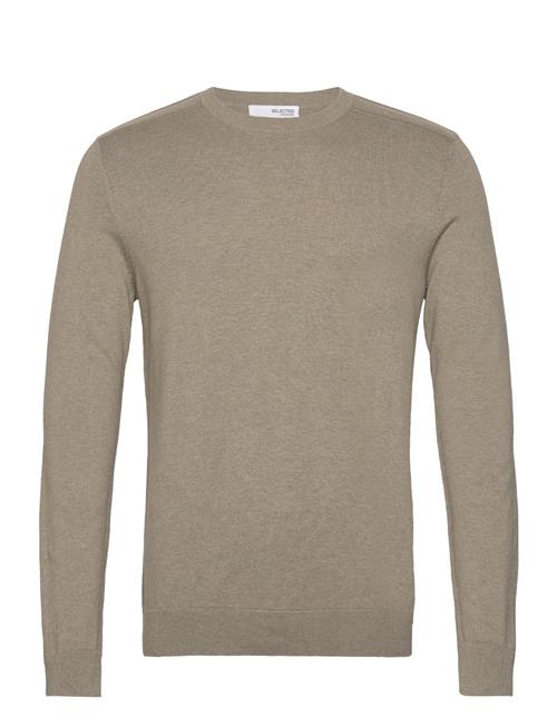 Se Slhberg Crew Neck B Selected Homme Khaki ved Booztlet