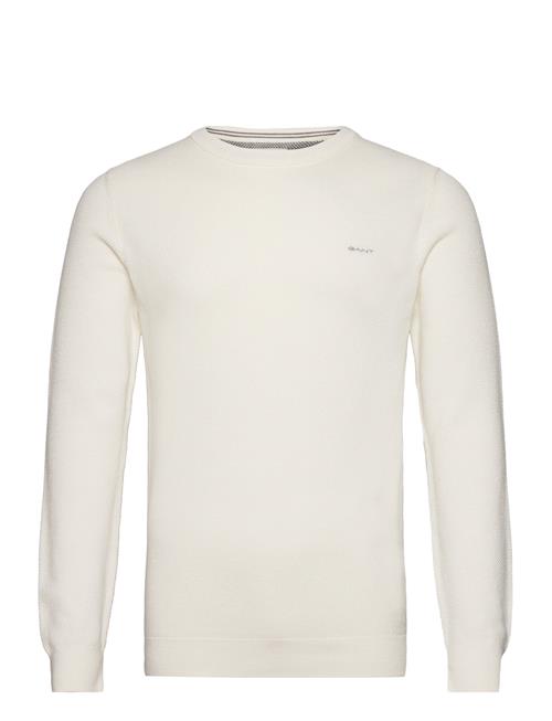 Se Cotton Pique C-Neck GANT Cream ved Booztlet