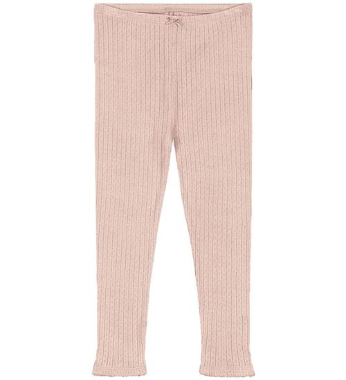 Se Konges Sløjd Leggings - Minnie - Cameo Rose m. Hulmønster ved KidsWorld