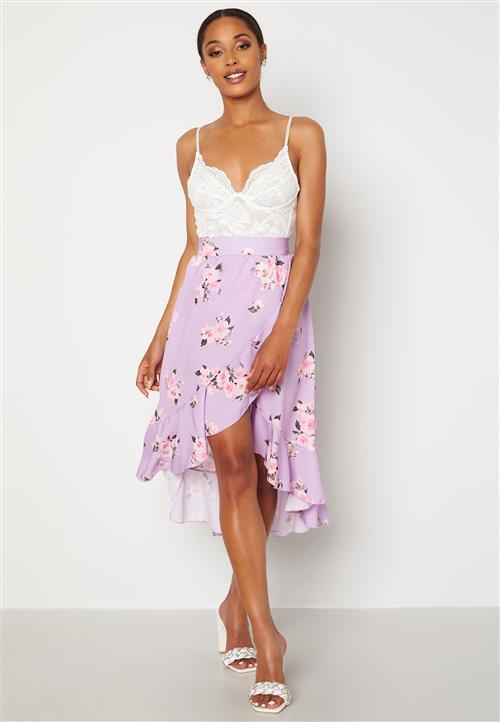 John Zack Wrap Frill Midi Skirt Printed