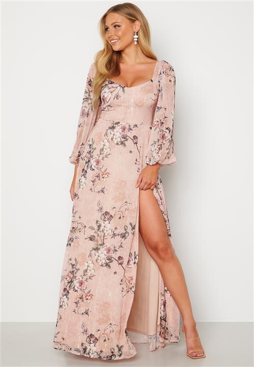 Goddiva Floral Long Sleeve Maxi Dress
