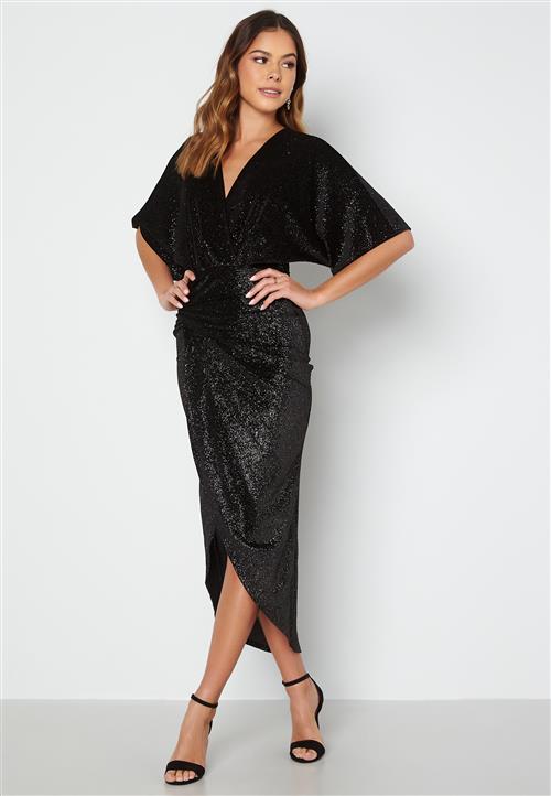 John Zack Velvet Kimono Sleeve Rouch Dress