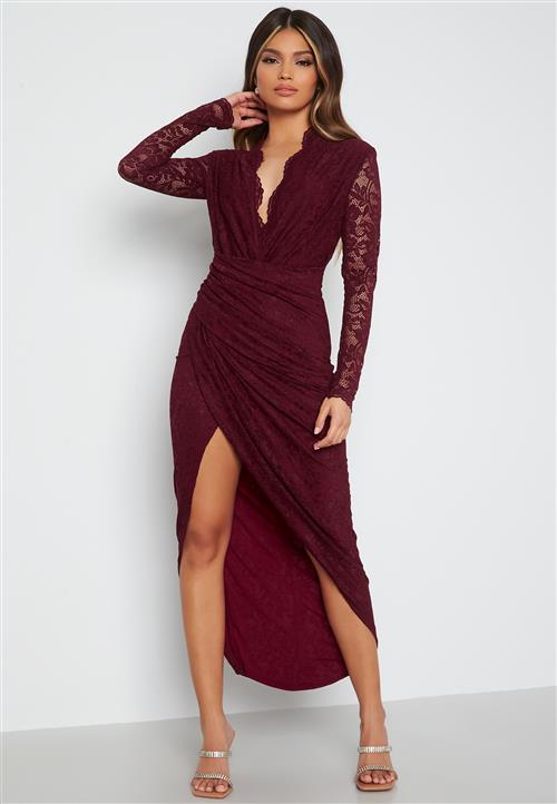 John Zack Lace Long Sleeve Rouch Dress
