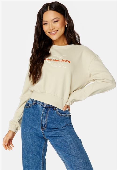 Calvin Klein Jeans Two Tone Monogram Crop Crew Neck
