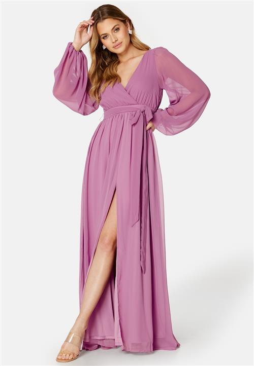 Goddiva Long Sleeve Chiffon Dress