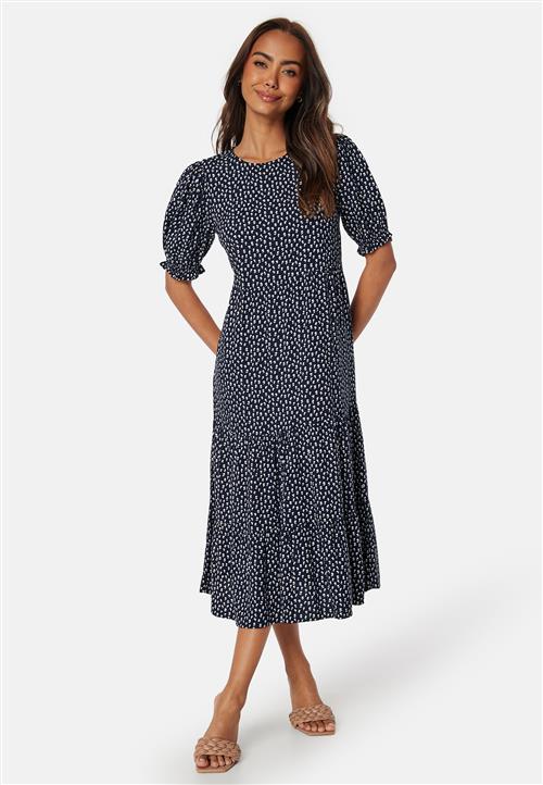 Happy Holly Puff Sleeve Viscose Midi Dress