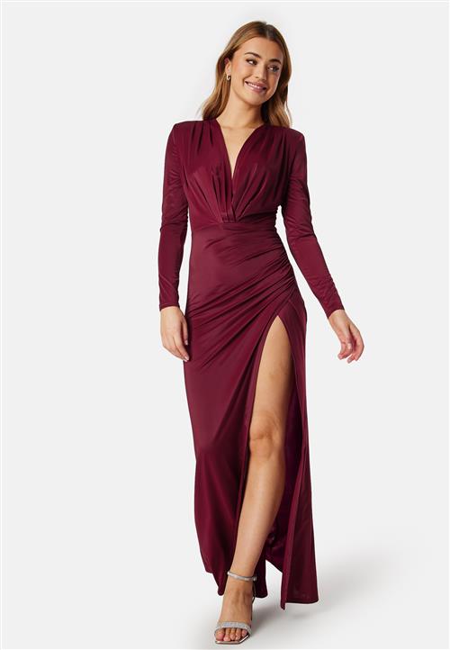 Bubbleroom Occasion Slit V-neck stretchy gown