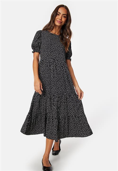 Happy Holly Puff Sleeve Viscose Midi Dress
