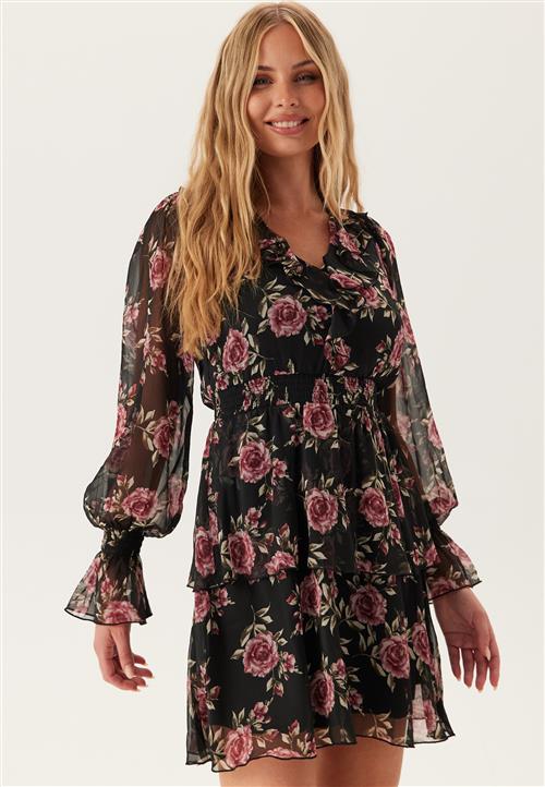 BUBBLEROOM V-neck Frill L/S Chiffon Dress