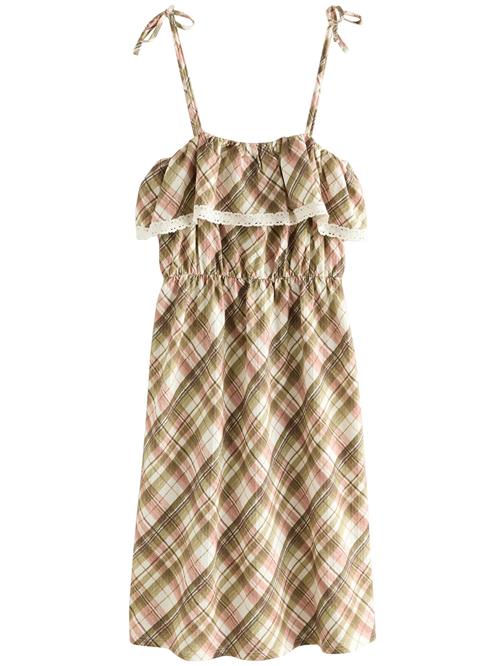 Next Sommerkjole  oliven / pink / hvid