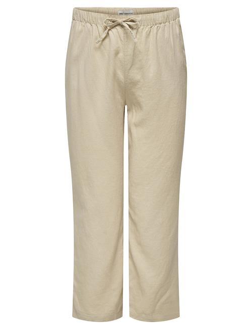 Carcaro Mw Linen Bl Pull-Up Pant Tlr ONLY Carmakoma Beige