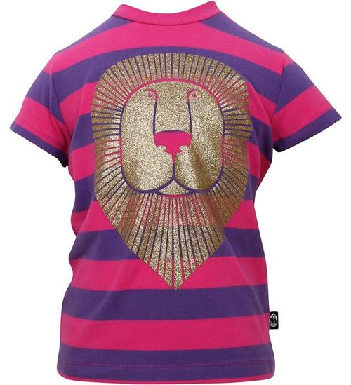 Danefæ T-shirt - Danepuppy - Lilla/Pink Stribet Løve