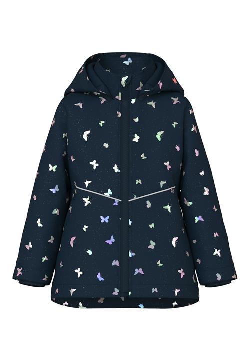 NAME IT Overgangsjakke 'NMFMAXI LI JACKET FOIL AOP'  safir