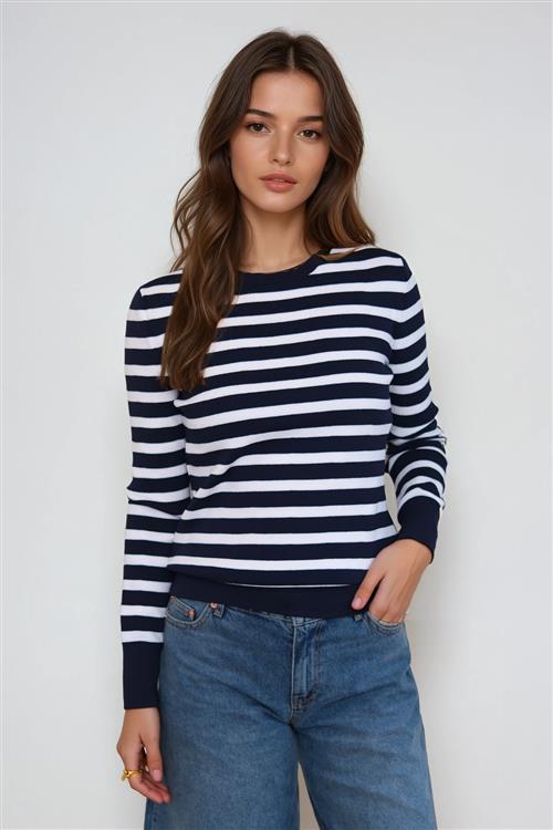 Maja Stribet Trøje - Navy - M - TeeShoppen