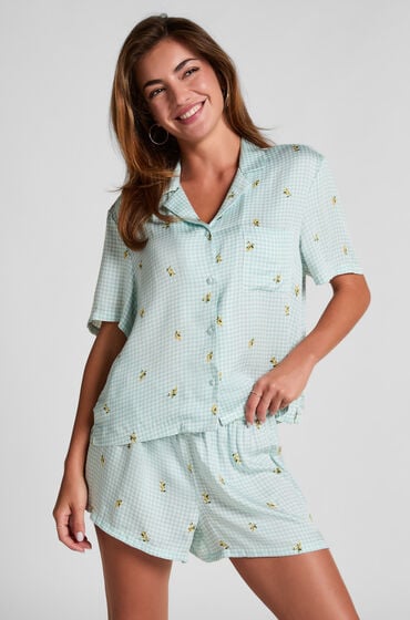 Hunkemöller Shorts i viskose med ternet print Grøn