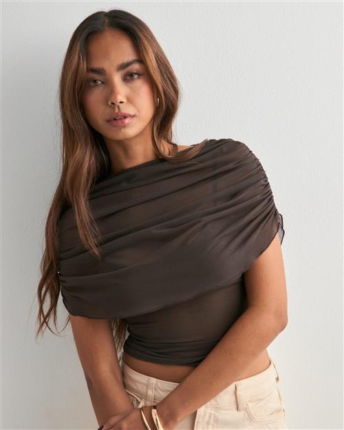 Nelly - Brun - Sheer Cape Top
