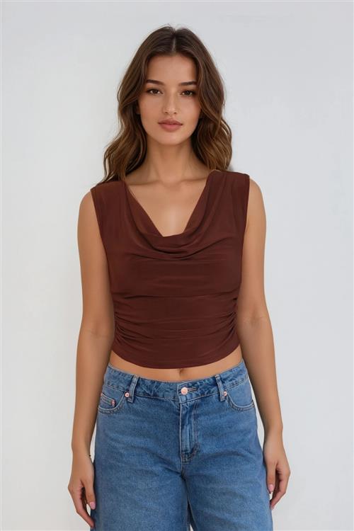 Elisa Waterfall Top - Brun - XS - TeeShoppen